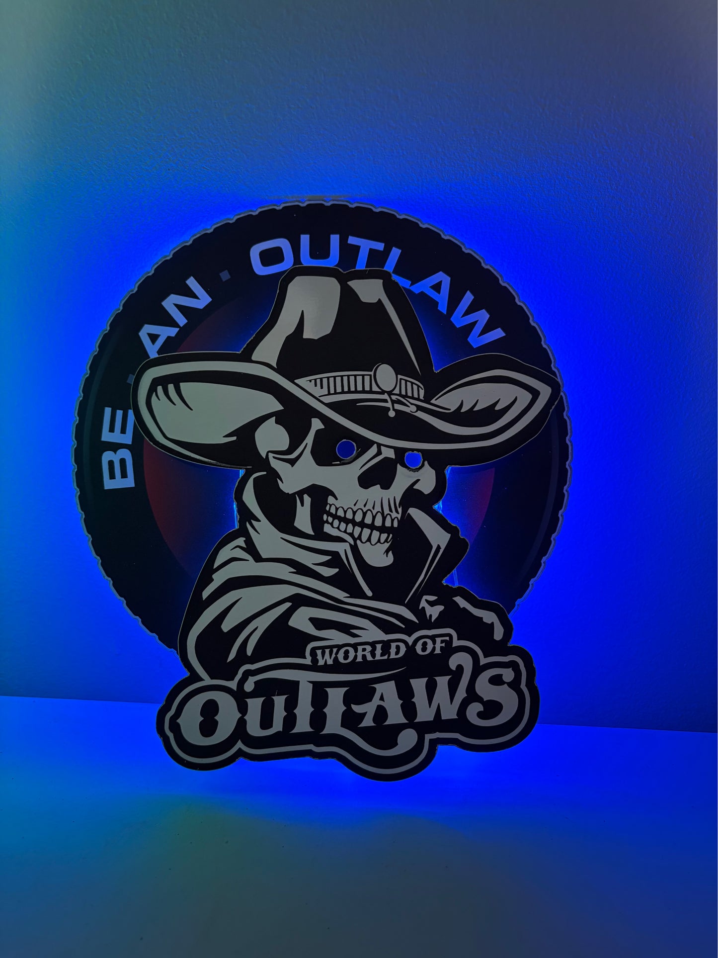 World of Outlaw Be An Outlaw Metal Sign