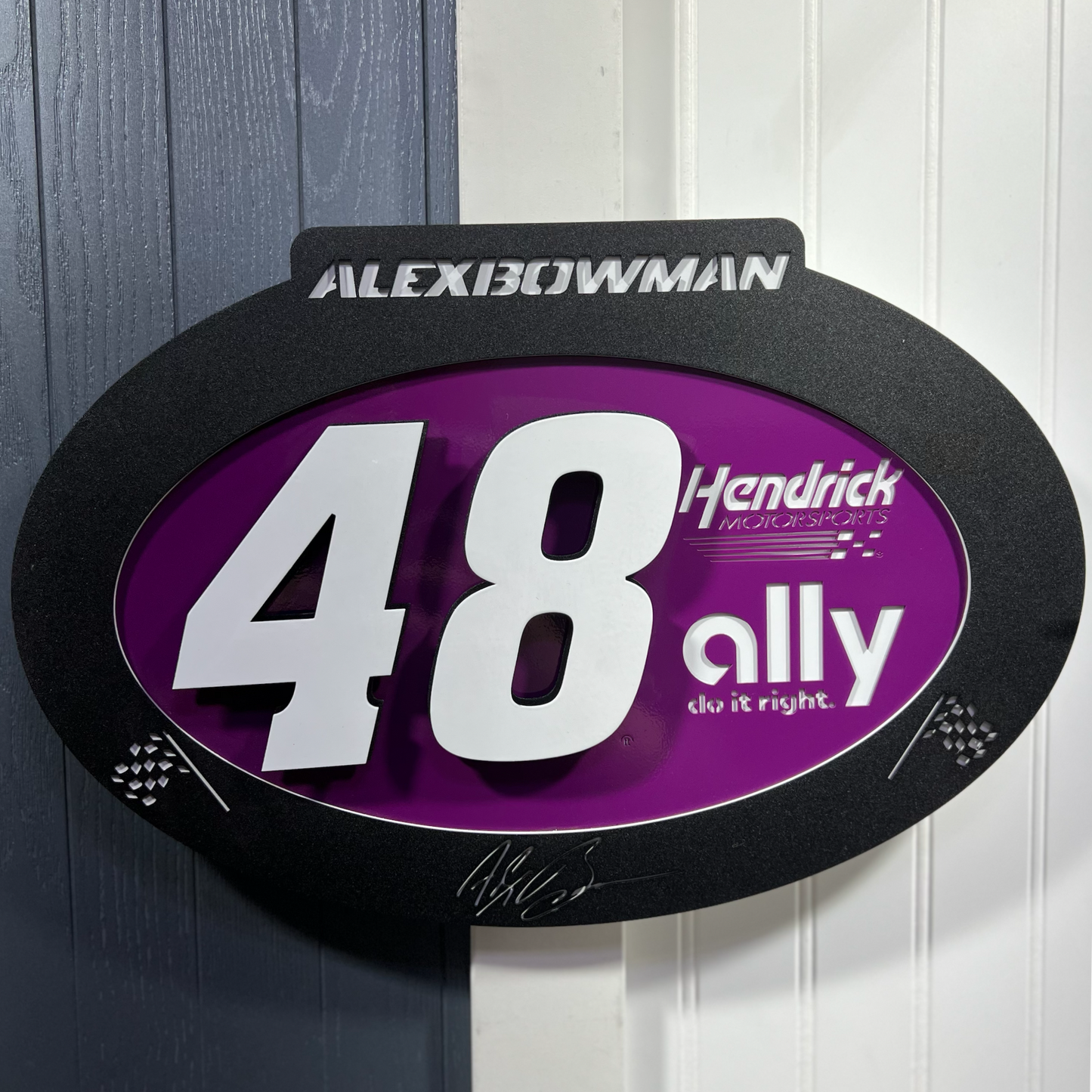 Alex Bowman #48 Oval 3D Premier Metal Diecast Display