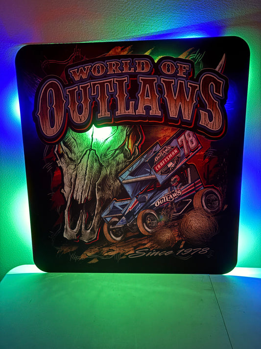 World of Outlaws Sprint Car Skull Metal Sign