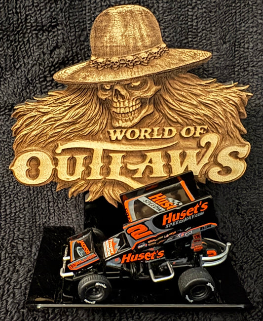 World Of Outlaws Cowboy Skull Die-Cut Wood Magnet - Optional Diecast Display