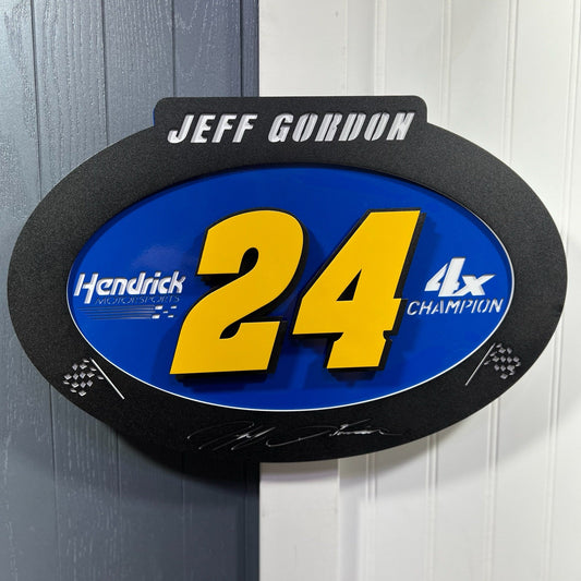 Jeff Gordon #24 Oval 3D Premier Metal Diecast Display