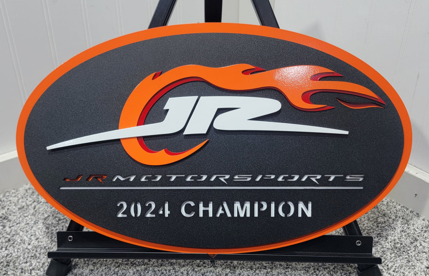 JR Motorsports 2024 Champions Oval 3D Premier Metal Diecast Display