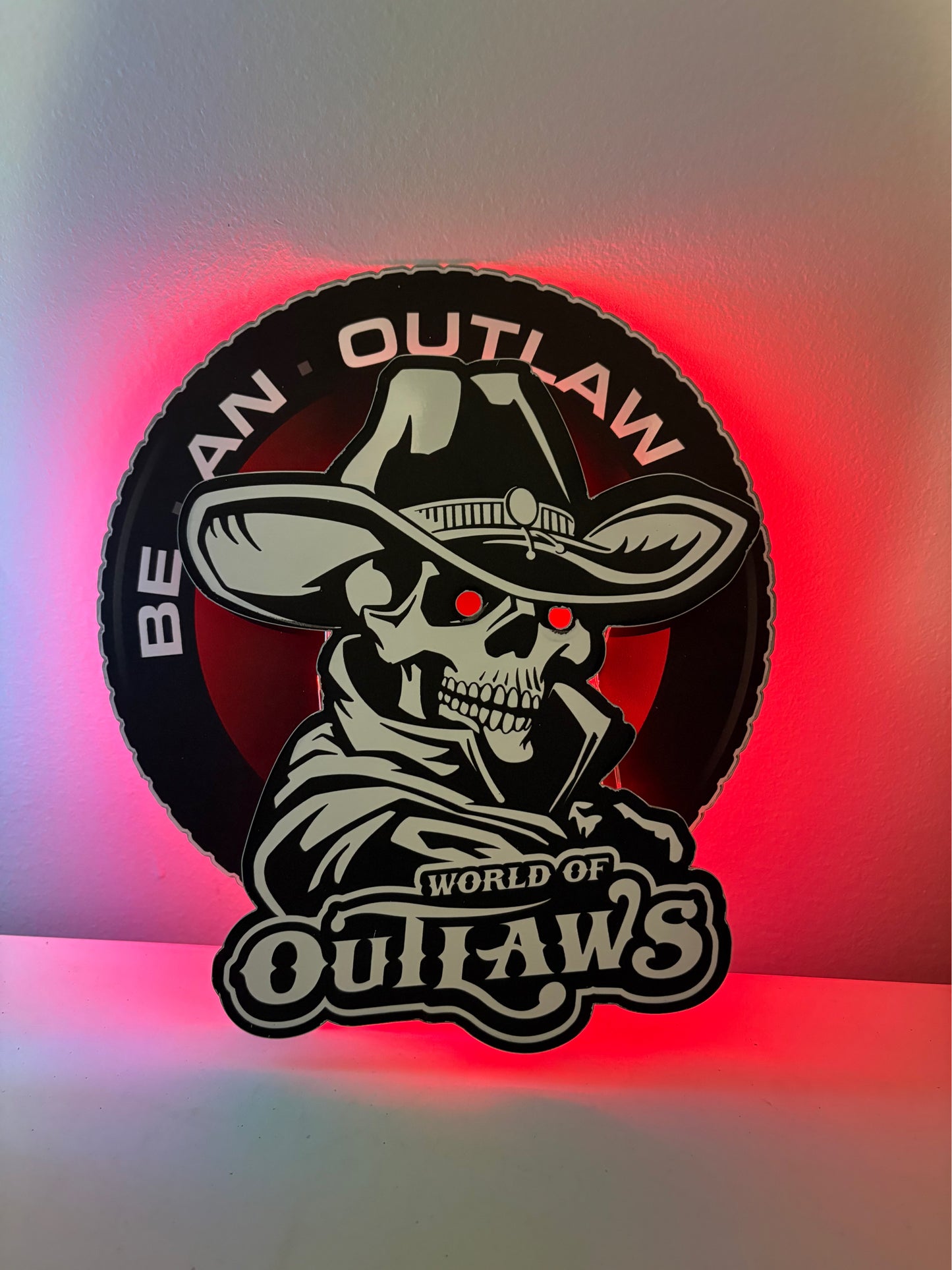 World of Outlaw Be An Outlaw Metal Sign