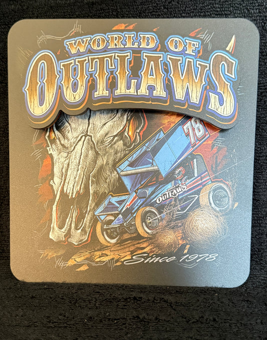 World of Outlaws Sprint Car Skull Metal Sign