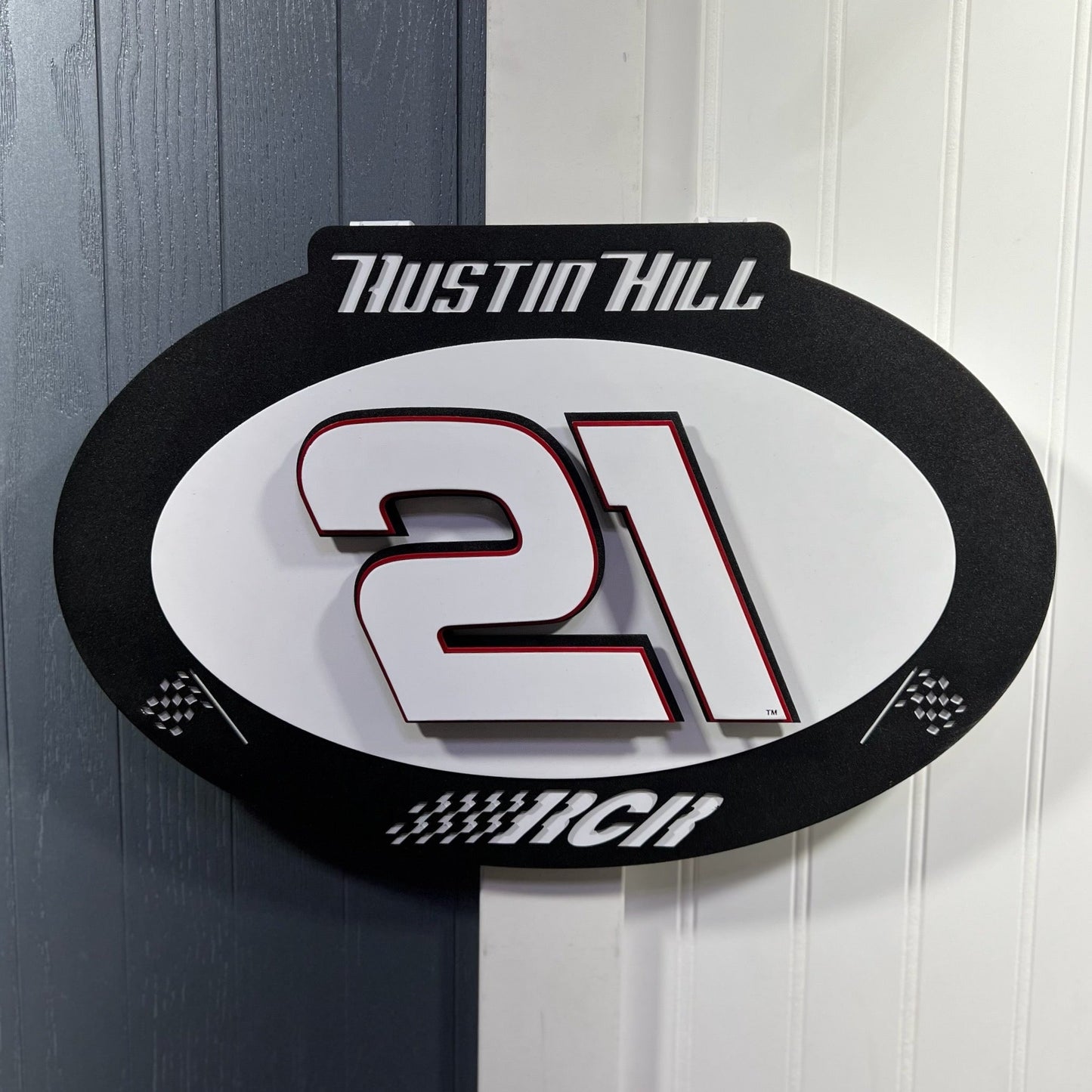 Austin Hill #21 Oval 3D Premier Metal Diecast Display