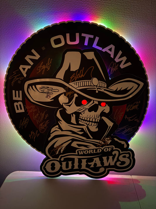 World of Outlaw Be An Outlaw Metal Sign