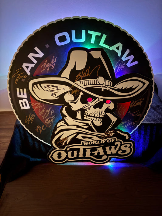 World of Outlaw Be An Outlaw Metal Sign