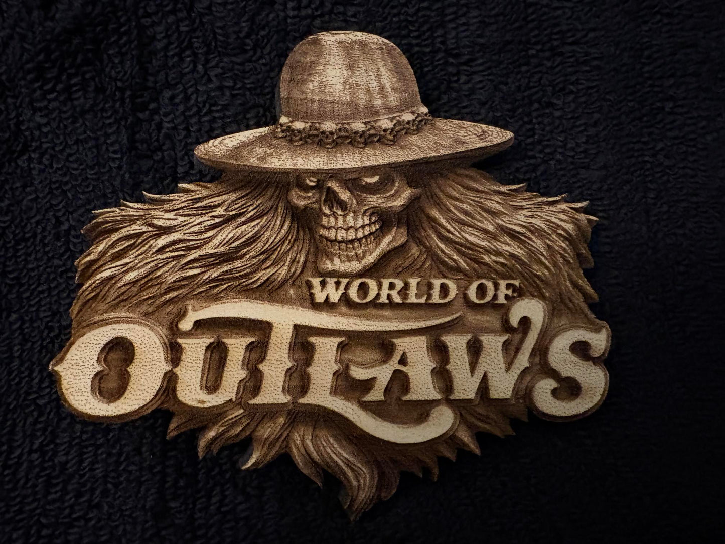 World Of Outlaws Cowboy Skull Die-Cut Wood Magnet - Optional Diecast Display
