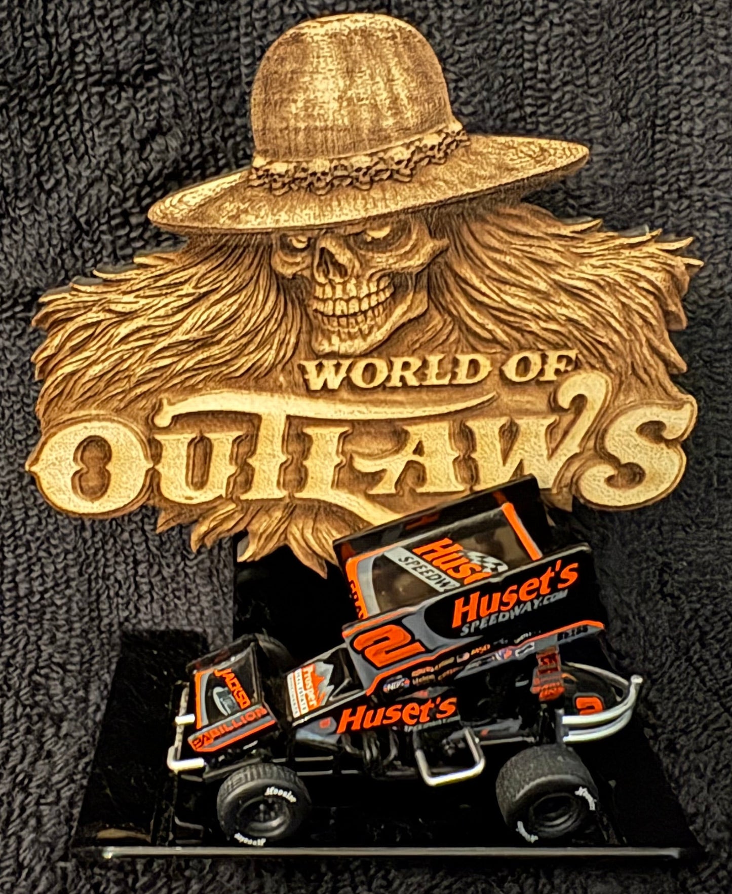 World Of Outlaws Cowboy Skull Die-Cut Wood Magnet - Optional Diecast Display