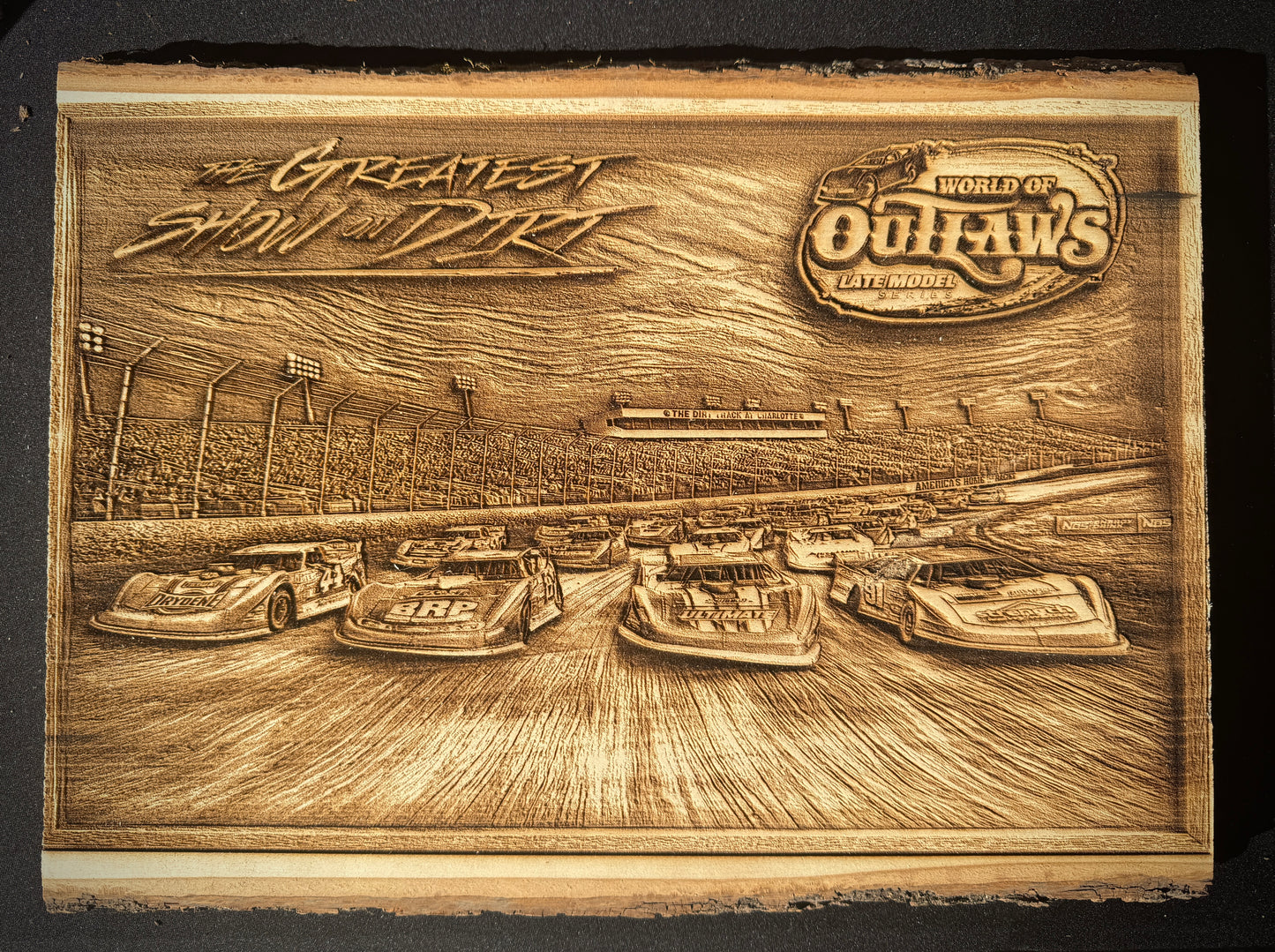 World of Outlaws Greatest Show on Dirt Late Model Laser Engraved Wood Signs