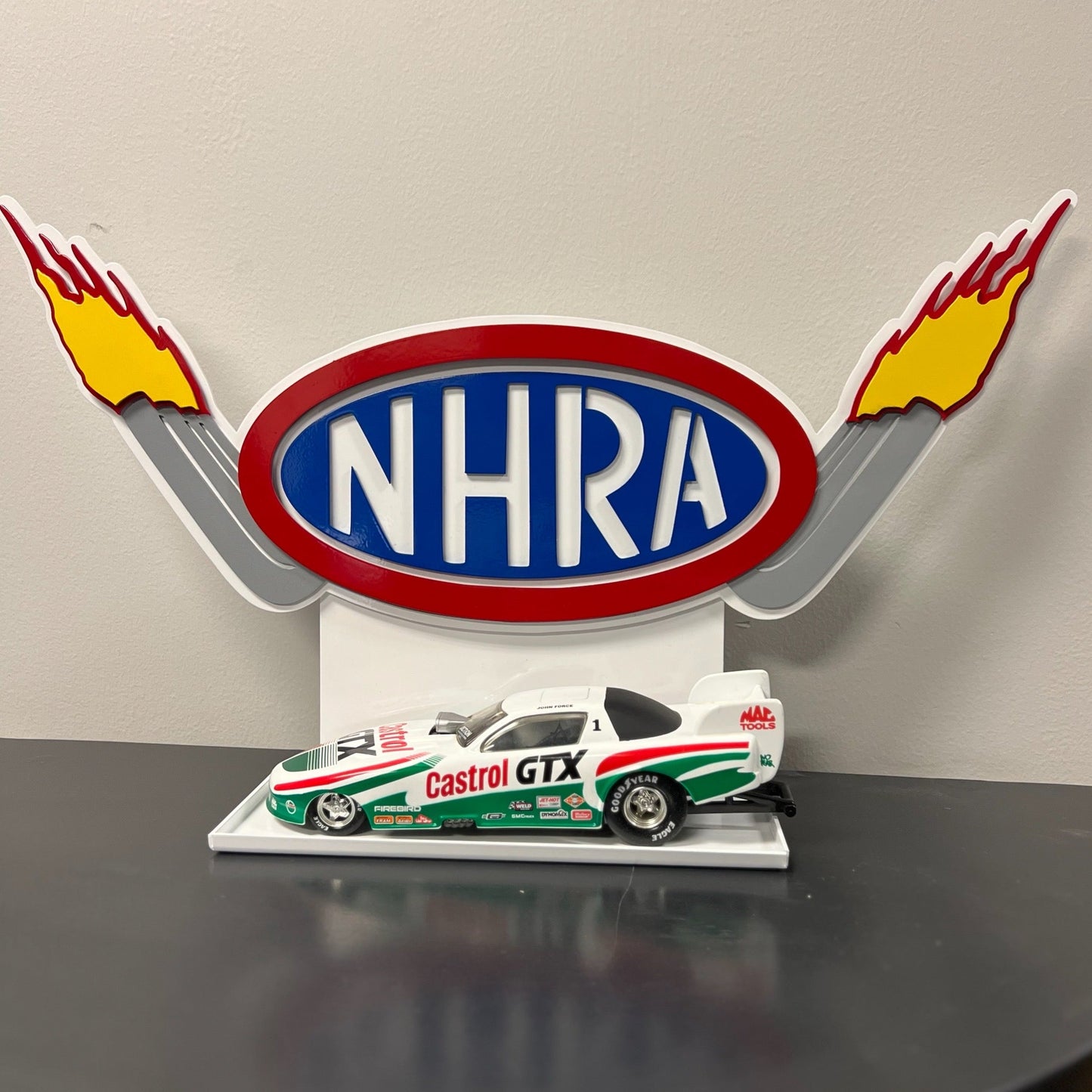 Premier 1/24 NHRA Logo With Header Pipe Flames Diecast Display
