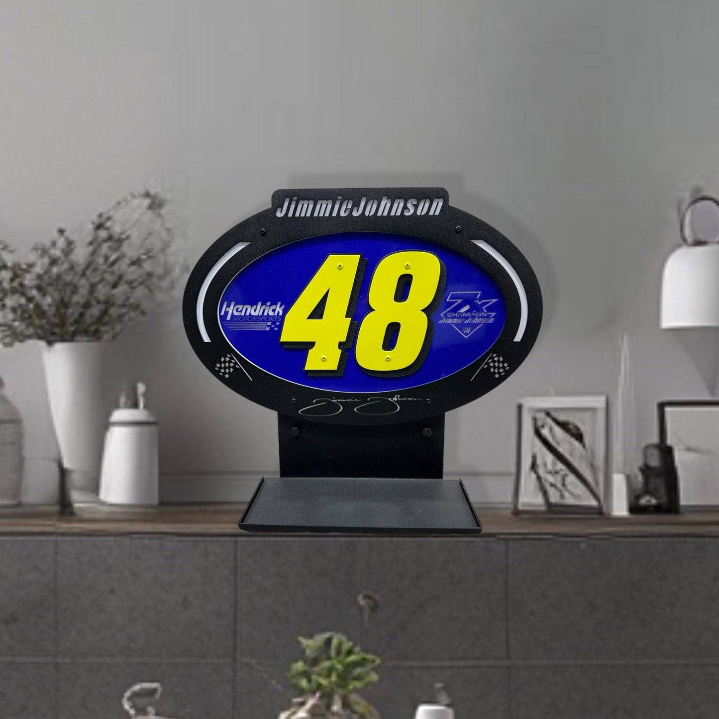 Jimmie Johnson #48 Sheet Metal Oval Diecast Display