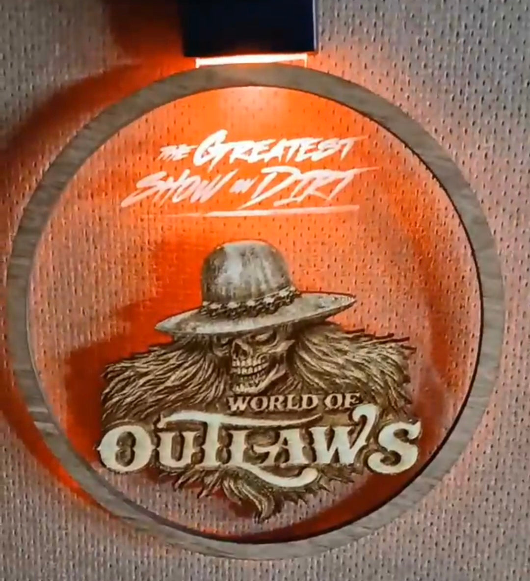World Of Outlaws Eastwood Skull Die-Cut Wood Holiday Light Up LED And Rechargeable Ornament