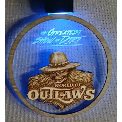World Of Outlaws Eastwood Skull Die-Cut Wood Holiday Light Up LED And Rechargeable Ornament