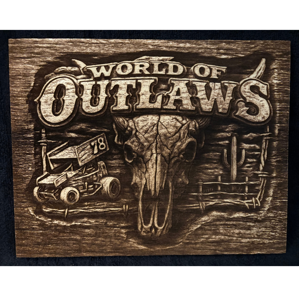 World Of Outlaws Skull Logo Collectible Wood Sign