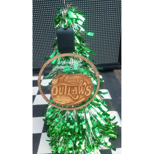 World Of Outlaws Late Model Logo Wood Light Up Holiday LED Light Up And Rechargeable Ornament