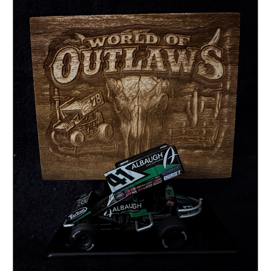 World Of Outlaws Skull Logo Wood Magnet - Optional Diecast Display