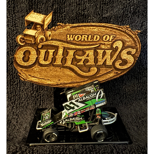 World Of Outlaws Sprint Car Logo Die-Cut Wood Magnet - Optional Diecast Display