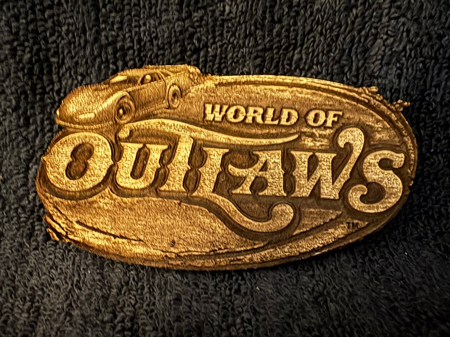 World Of Outlaws Late Model Die Cut Logo Wood Magnet - Optional Diecast Display