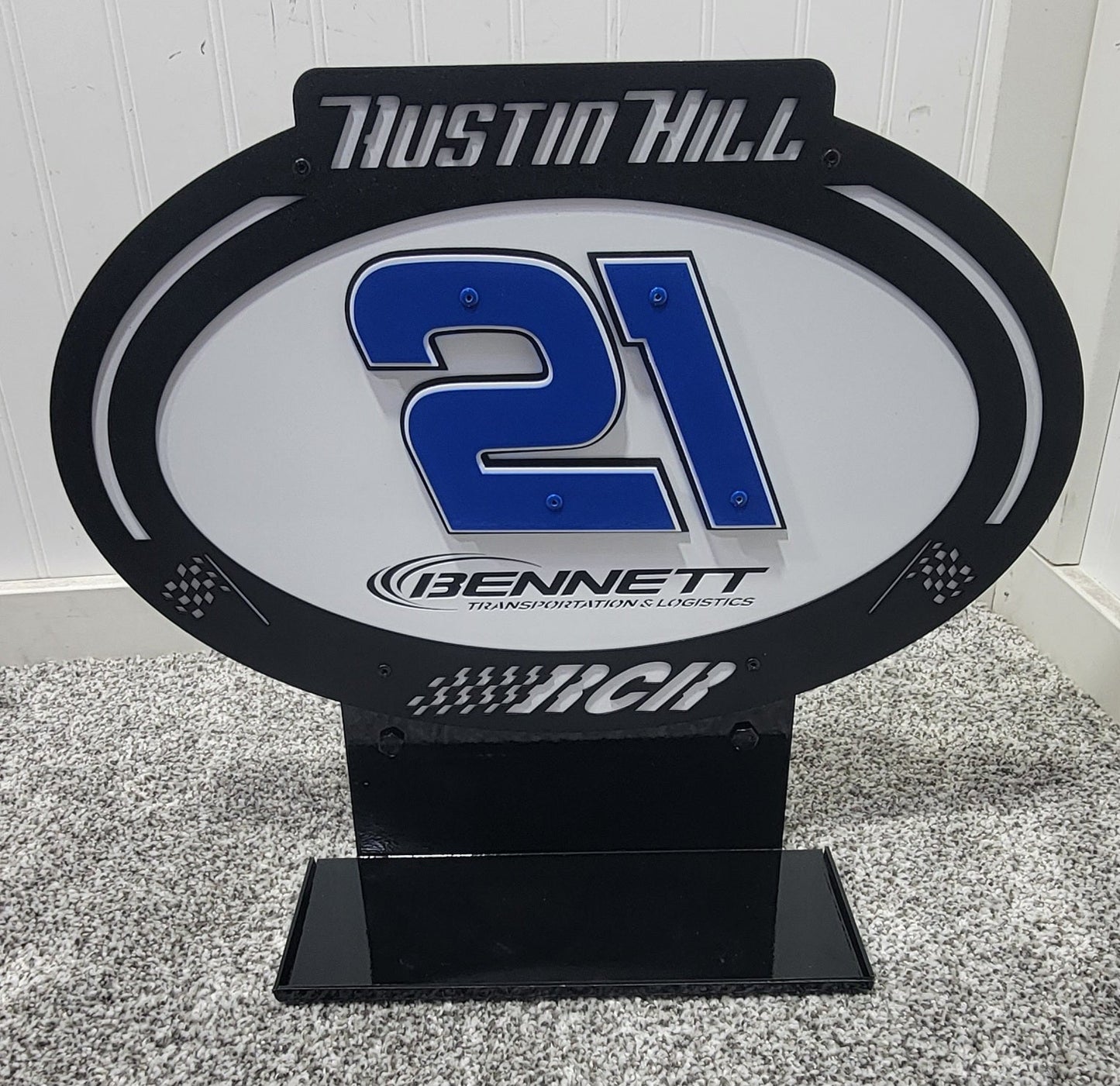 Austin Hill #21 Sheet Metal Oval Diecast Display