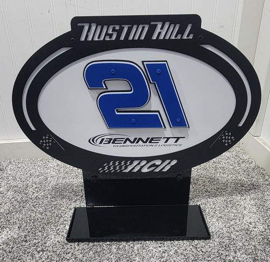 Austin Hill #21 Sheet Metal Oval Diecast Display