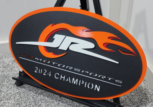 JR Motorsports 2024 Champions Oval 3D Premier Metal Diecast Display