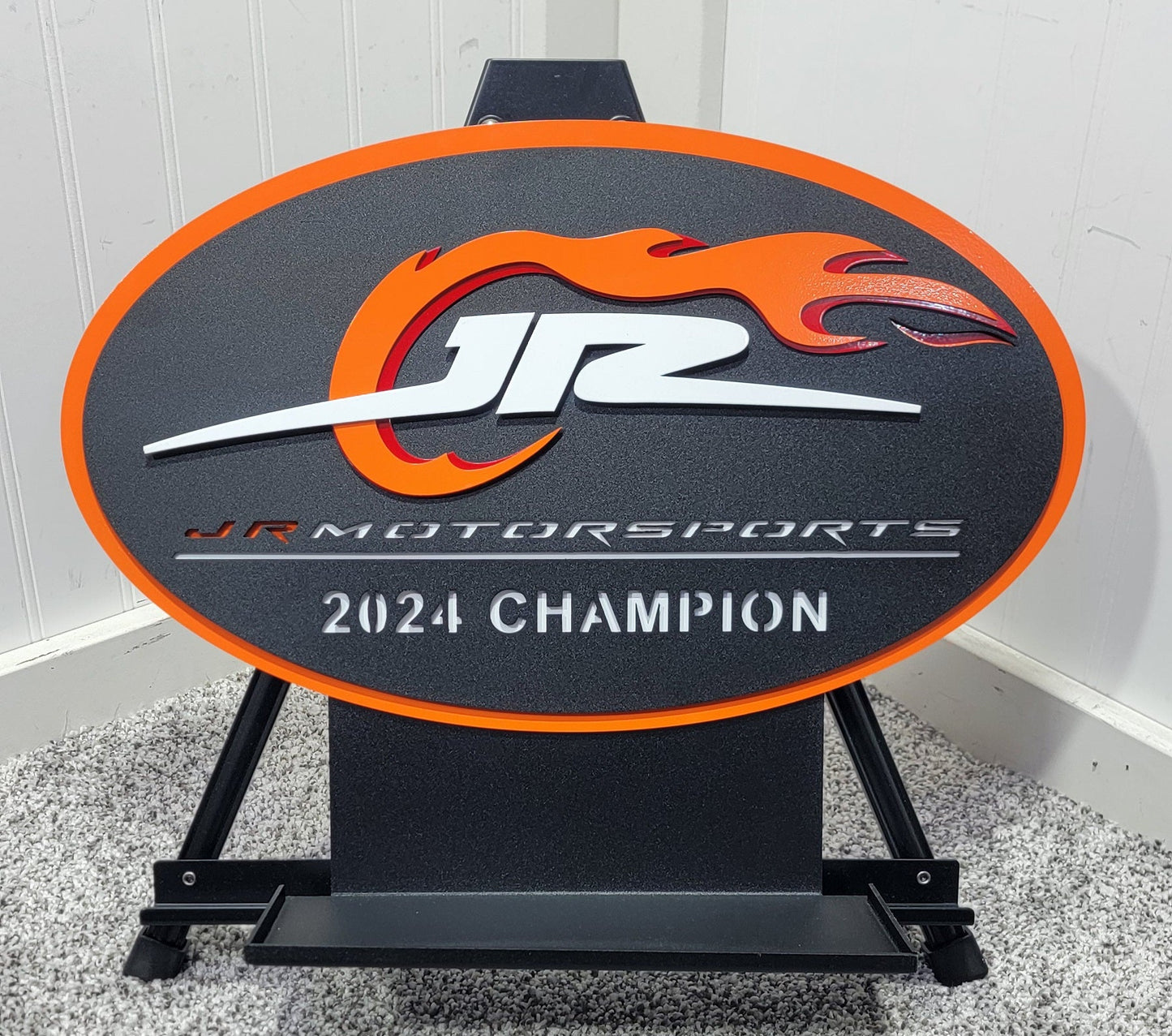 JR Motorsports 2024 Champions Oval 3D Premier Metal Diecast Display