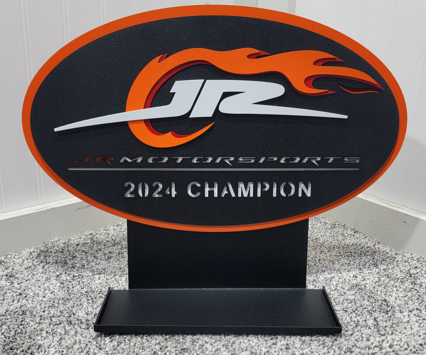 JR Motorsports 2024 Champions Oval 3D Premier Metal Diecast Display